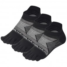 Toe Socks for Men Women Coolmax Five Finger Socks No Show Athletic Toe Socks Running 3 Pairs(Black)M
