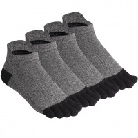 Cotton Toe Socks Mens Five Finger Socks No Show Athletic Running Socks 4 Pairs(16ab-black)