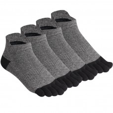 Cotton Toe Socks Mens Five Finger Socks No Show Athletic Running Socks 4 Pairs(16ab-black)