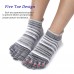 Meaiguo Women's Toe socks No Show Cotton Five Finger Socks For Running Athletic 3 Pairs（Strip2-Grey/Blue/Orange）