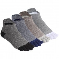 Cotton Toe Socks Mens Five Finger Socks No Show Athletic Running Socks 4 Pairs (16ab-multicolor)