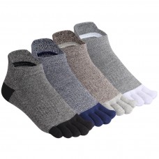 Cotton Toe Socks Mens Five Finger Socks No Show Athletic Running Socks 4 Pairs (16ab-multicolor)