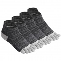 Cotton Toe Socks Mens Five Finger Socks No Show Athletic Running Socks 4 Pairs(Pinse-black)