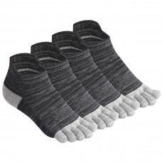 Cotton Toe Socks Mens Five Finger Socks No Show Athletic Running Socks 4 Pairs(Pinse-black)