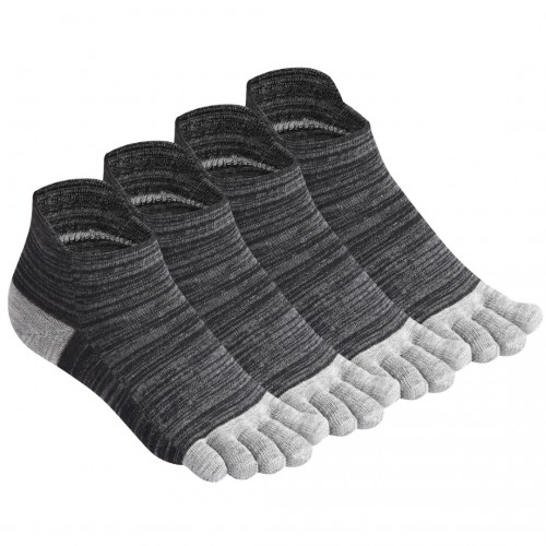 Cotton Toe Socks Mens Five Finger Socks No Show Athletic Running Socks 4 Pairs(Pinse-black)