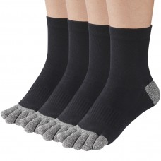 Cotton Toe Socks for Men Women Five Finger Socks Quarter Running Socks with Toes 4 Pairs(black)