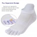 Men's Toe Socks Cotton Five Finger Socks Low Cut Athletic Socks for Running 4 Pairs(Men Mesh 3-White)
