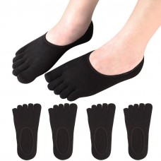 Toe Socks No Show Five Finger Socks Athletic Running Socks For Men Women 4 Pairs(Black/A6)