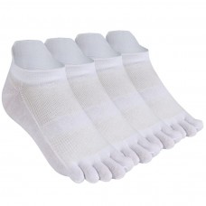 Men's Toe Socks Cotton Five Finger Socks Low Cut Athletic Socks for Running 4 Pairs(Men Mesh 3-White)