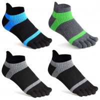 Meaiguo Toe Socks No Show Running Five Finger Socks for Men Women 4 Pairs(Jing01)