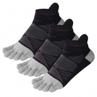 Womens Toe Socks Cotton Five Finger Socks No Show Toe Socks for Running 3 Pairs(Y2712-3 Black)