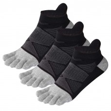 Womens Toe Socks Cotton Five Finger Socks No Show Toe Socks for Running 3 Pairs(Y2712-3 Black)