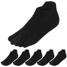 Meaiguo Toe Socks No Show Five Finger Socks Running Toe Socks for Men Women 6 Pairs(Black)