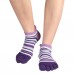 Meaiguo Women's Toe socks No Show Cotton Five Finger Socks For Running Athletic 3 Pairs（Strip2-Rose/Purple/Grey）